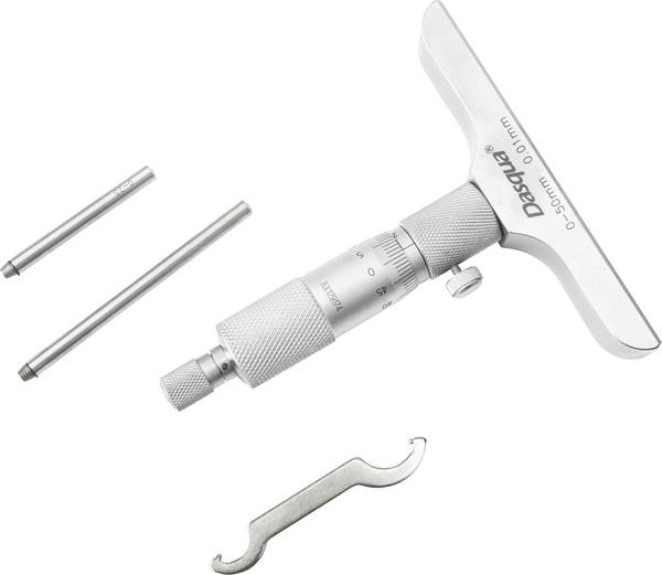 Dasqua 4611-8110 Tiefenmikrometer mit Kontrollmaß 0 - 50 mm DIN 863