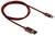 Ein rotes USB-Kabel mit Anschlüssen für USB-A und USB-C, geeignet für den Anschluss oder das Laden von elektronischen Geräten.