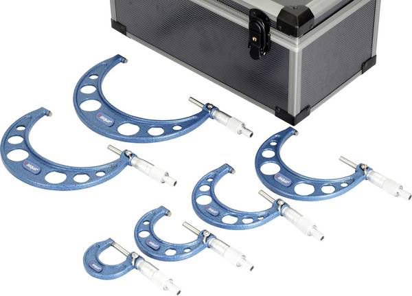 Dasqua 4111-8215 Bügelmessschrauben-Set mit Kontrollmaß 0 - 150 mm DIN 863