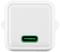 Weißer USB-Ladeadapter mit grünem USB-C-Anschluss, quadratisches Design.
