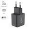 Schwarzes 45W USB-C-Ladegerät. Unterstützt Power Delivery und Qualcomm 3.0/2.0. Lädt 60% in 30 Minuten. Geeignet für schnelles Laden.