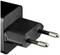 Ein schwarzes Netzteil mit Eurostecker, geeignet für europäische Steckdosen.