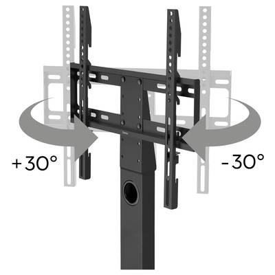 Ein drehbarer TV-Halterung zeigt, dass der Bildschirm um +30° nach links und -30° nach rechts schwenkbar ist.