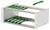 Aluminium-Subrack mit grünen Kartenführungen, konzipiert für den Einbau von elektronischen Komponenten in einem 19-Zoll-Rackystem.