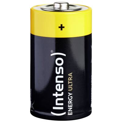 'Intenso Energy Ultra' Batterie, gelb-schwarzes Design, Pluspol oben.
