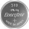 „Energizer 319 Knopfzellenbatterie, 0% Hg, hergestellt in Japan" auf der Batterie eingraviert.