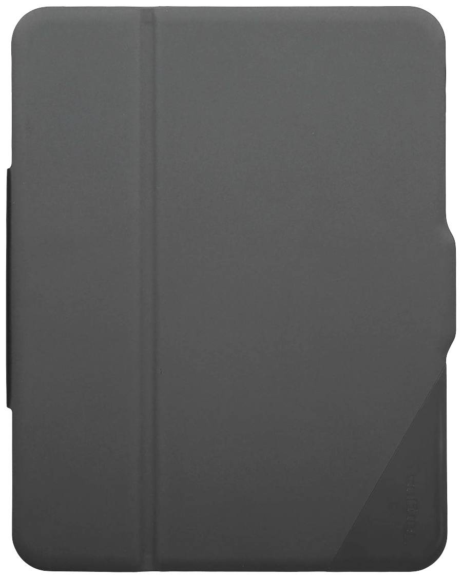 Eine schwarze Tablet-Schutzhülle, geschlossen, schlichtes Design, schützt das Gerät zuverlässig.