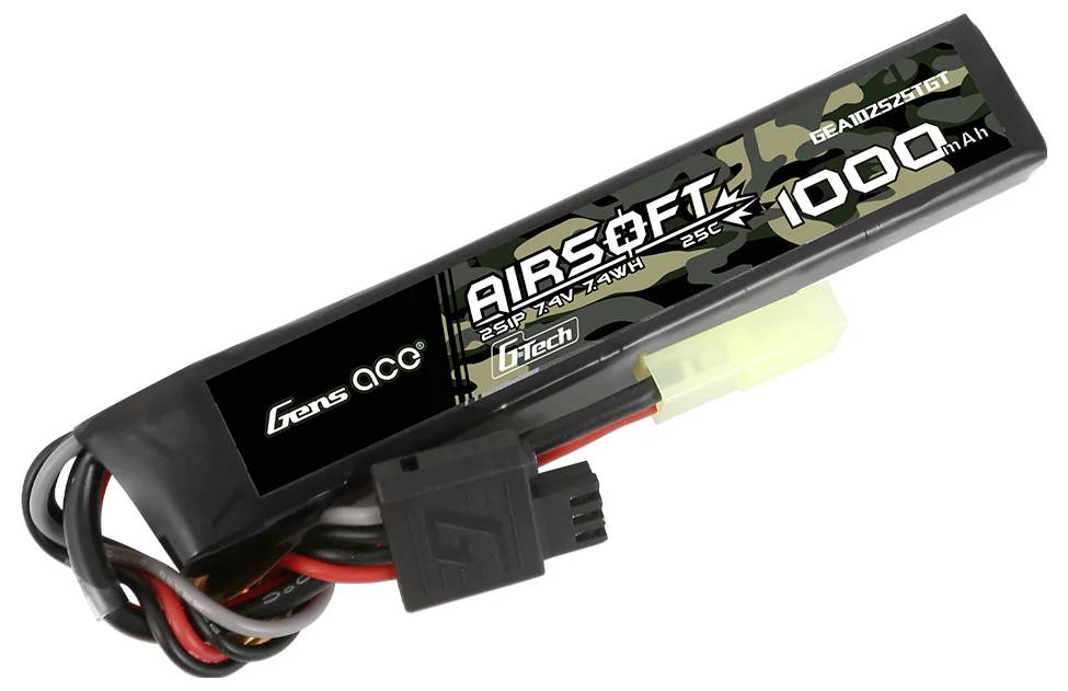 'Akkupack für Airsoft-Waffe, 1000 mAh, 7,4 V mit verschiedenen Steckern.'