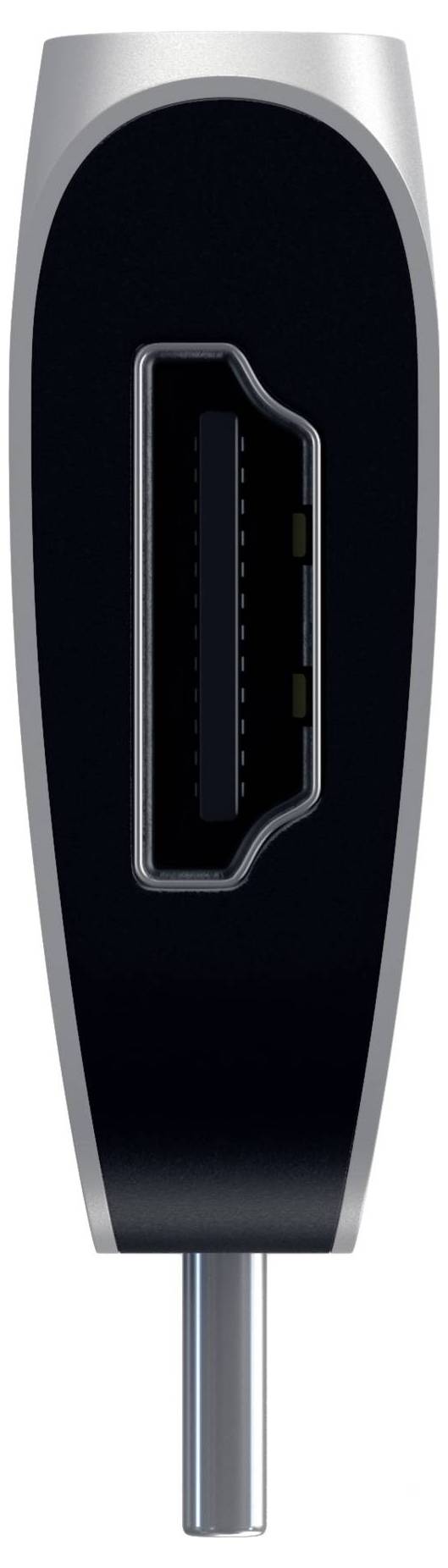 Anschlussstecker mit rechteckiger Öffnung. Es könnte sich um einen HDMI- oder ähnlichen Steckverbinder handeln, der für digitale Geräte verwendet wird.