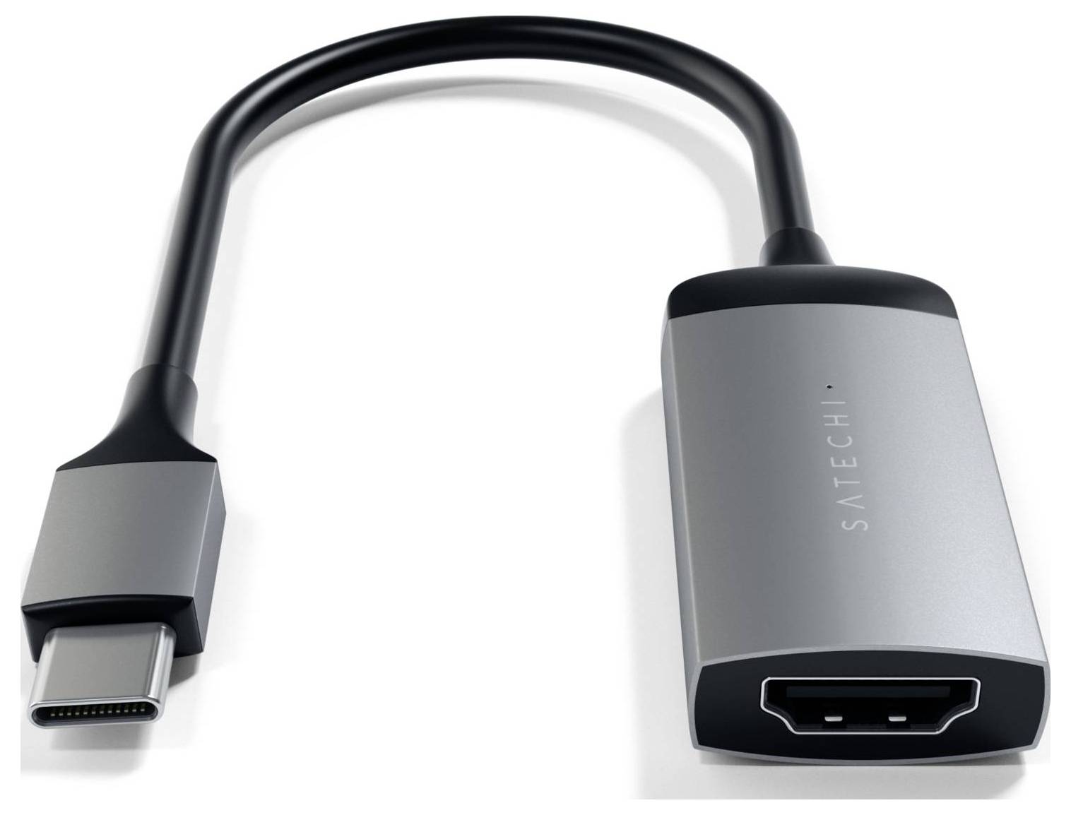 Grau-schwarzer USB-C-auf-HDMI-Adapterkabel.