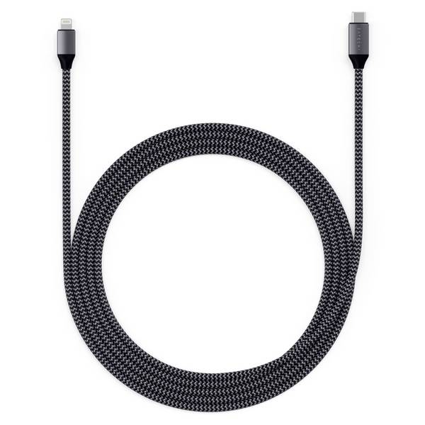 Satechi ST-TCL18M, 1,8 m, Lightning, USB C, Männlich, Männlich, Schwarz, Grau