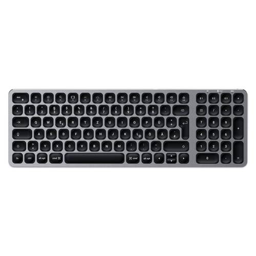 Satechi ST-ACBKM-DE Bluetooth® Tastatur Deutsch, QWERTZ Anthrazit mit numerischer Tastatur, Beleuchtet