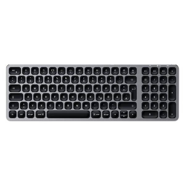 Satechi ST-ACBKM-DE Bluetooth® Tastatur Deutsch, QWERTZ Anthrazit mit numerischer Tastatur, Beleuchtet