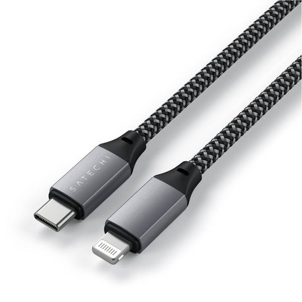 Satechi USB-Kabel  USB 2.0 USB-C® Stecker, Apple Lightning Stecker 0.25 m Anthrazit  ST-TCL10M