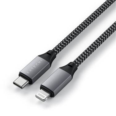 Satechi USB-Kabel  USB 2.0 USB-C® Stecker, Apple Lightning Stecker 0.25 m Anthrazit  ST-TCL10M