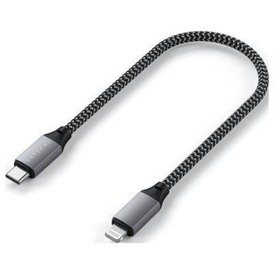 Ein geflochtenes Ladekabel mit USB-C- und Lightning-Anschluss.