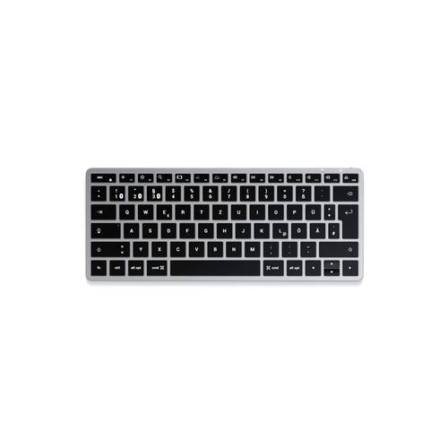 Satechi Slim X1 Mini Bluetooth® Tastatur Deutsch, QWERTZ Anthrazit Multimediatasten, Beleuchtet