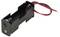 Schwarzer Batteriefachhalter für eine AA-Batterie mit roten und schwarzen Drähten zum Anschluss.