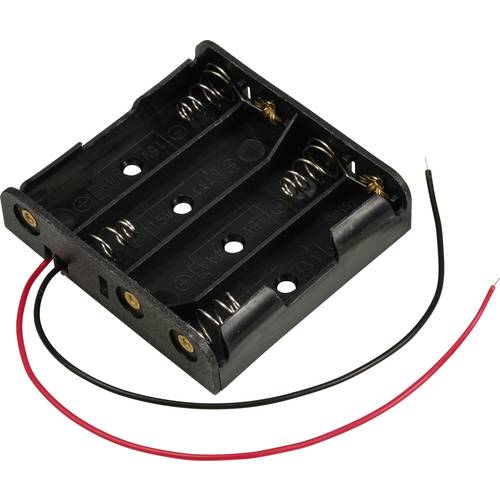 TRU COMPONENTS TC-13220632 Batteriehalter 4x Mignon (AA) Kabel (L x B x H) 61.5 x 57 x 14.6 mm