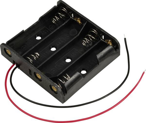 TRU COMPONENTS TC-13220632 Batteriehalter 4x Mignon (AA) Kabel (L x B x H) 61.5 x 57 x 14.6 mm