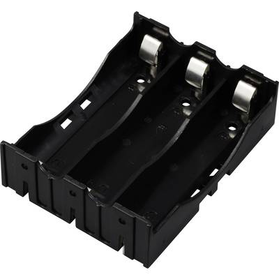 'Schwarzer Batteriehalter für drei AA-Batterien, mit Federkontakten und robustem Kunststoffgehäuse.'