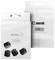 Die Abbildung zeigt zwei weiße Verpackungen mit dem Logo 'adam hall' und vier schwarzen Gummirollen.