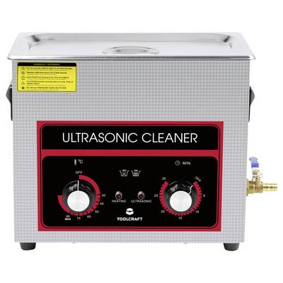 Ultraschallreiniger mit Temperatur- und Zeiteinstellungen. Gerät aus Metall mit Anzeigen für 'Heating' und 'Ultrasonic'. Ideal zur Reinigung.