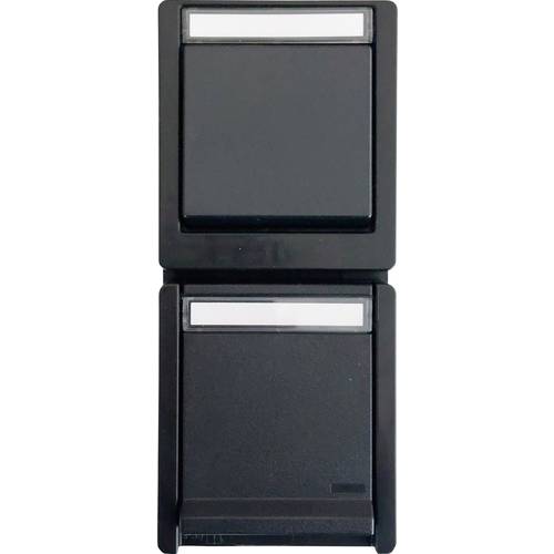 N & L 27633 Schalter/Steckdosen Kombination Komplett Aufputz Schwarz 1 St.