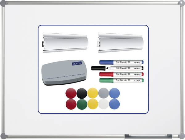Maul Whiteboard Set Maulpro Komplett-Set (B x H) 120 cm x 90 cm Weiß kunststoffbeschichtet Hochformat, Querformat, Inkl. Ablageschale, Inkl. Magneten, Inkl. Boardmarker, Inkl. Tafellöscher