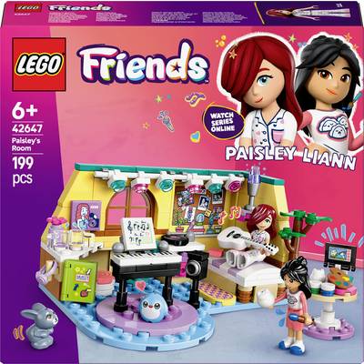 LEGO Friends Set 'Paisleys Zimmer', geeignet ab 6 Jahren, enthält 199 Teile. Hauptfiguren sind Paisley und Liann mit verschiedenen Möbelstücken und Accessoires.