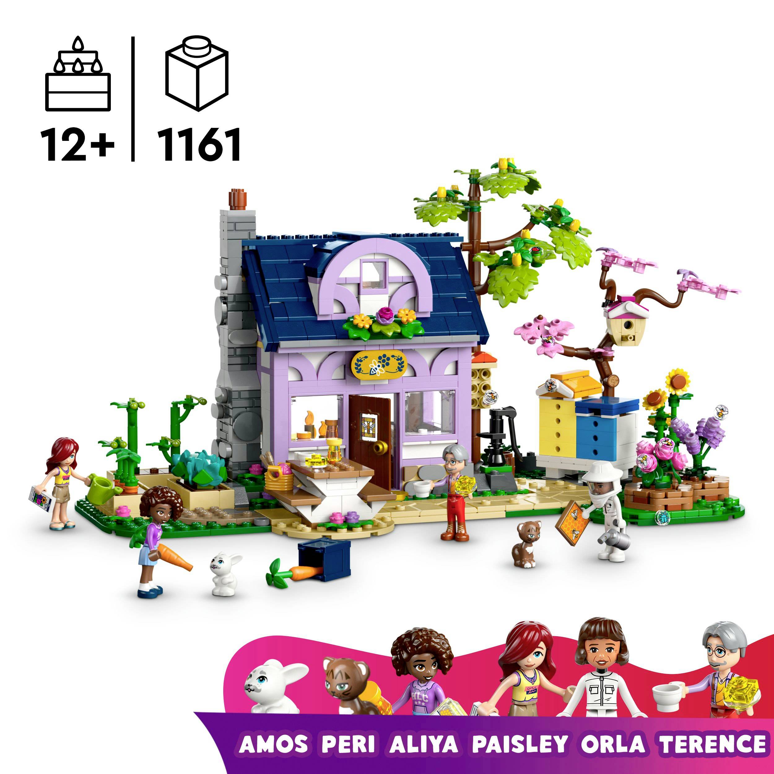 Buntes Baukasten-Set für Kinder ab 12 Jahren. Enthält ein Haus mit Garten, Figuren und Zubehör zum kreativen Spielen und Gestalten.