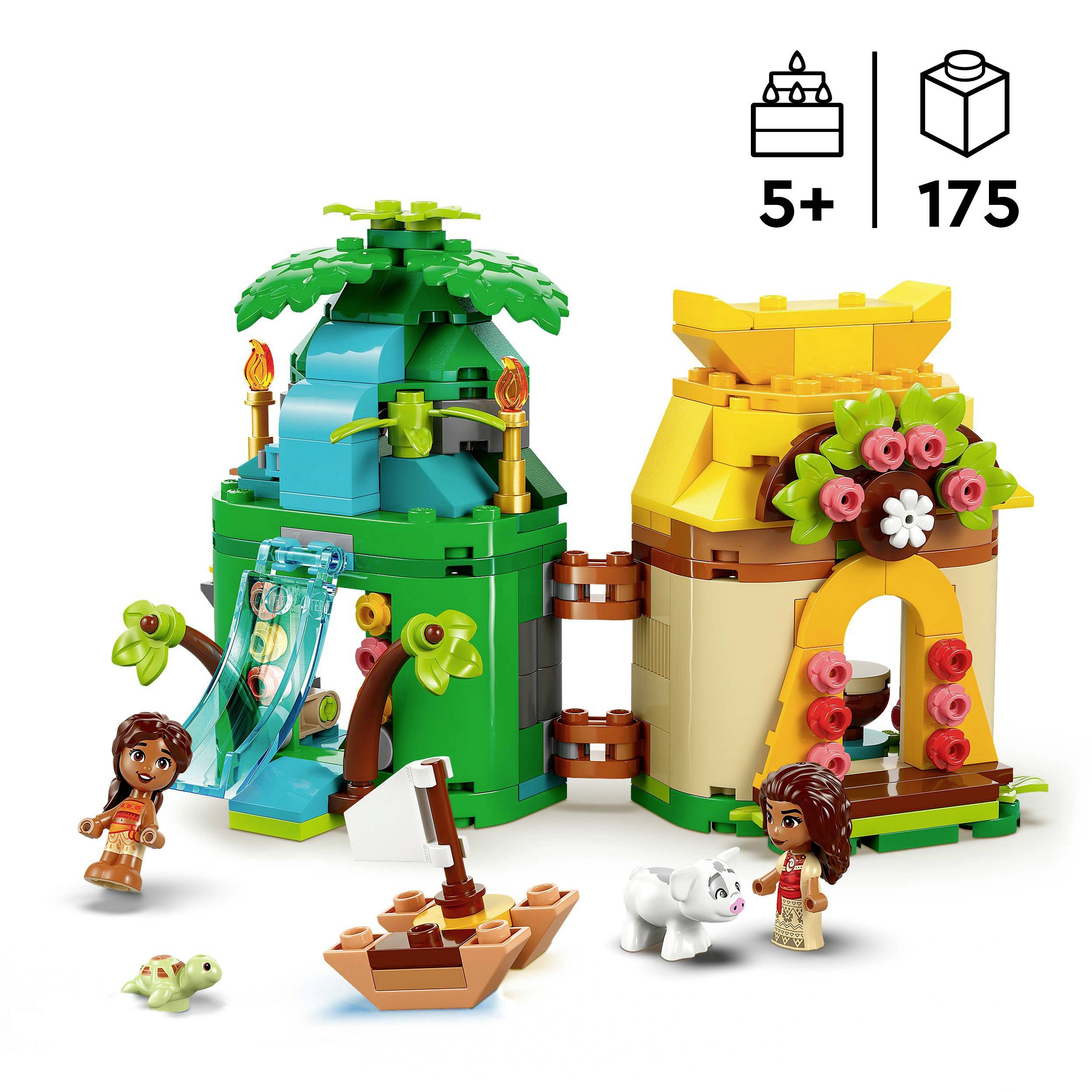 LEGO-Set für Kinder ab 5 Jahren: Baumhaus und Bungalow mit Miniaturfiguren, Tierfiguren und Zubehör, insgesamt 175 Teile.
