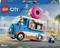 Bausatz 'Lego City Donut-Truck' für Kinder ab 5 Jahren, mit einem blauen Truck und Figuren, die Donuts verkaufen und essen. 196 Teile.
