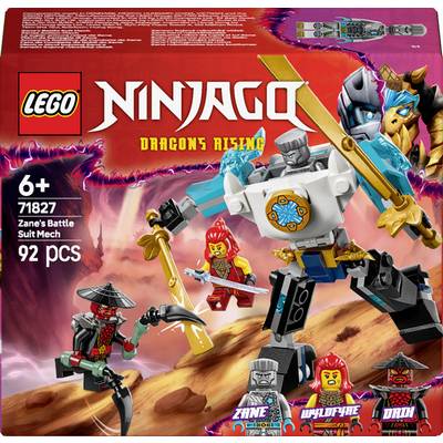 LEGO Ninjago Set 'Drachen Aufstieg,' 92 Teile. Enthält Figuren: Zane, Wyldfyre, Imperium Claw General. Ab 6 Jahren empfohlen.
