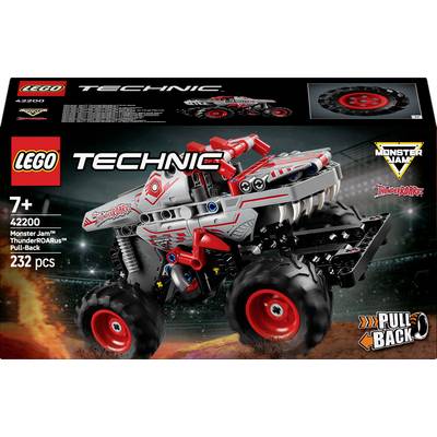 Lego Technic Monster Jam ThunderROARus Set mit 232 Bauteilen, empfohlen ab 7 Jahren. Enthält Pull-Back-Funktion und ist fahrzeugförmig.