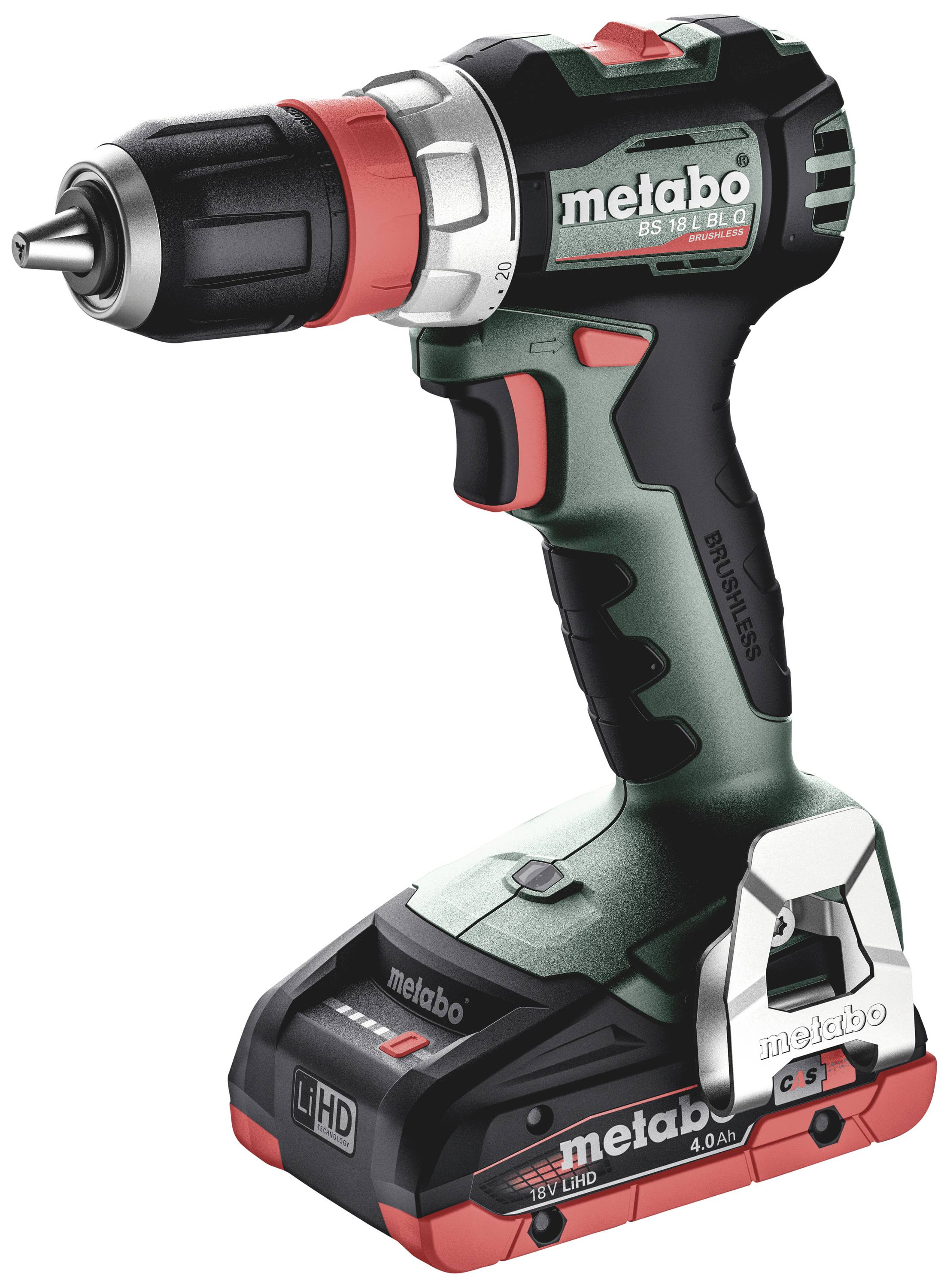 Metabo BS 18 L BL Q 613156800 Borrskruvdragare batteri 18 V 4 Ah Li-Ion inkl. 2x batterier, borstfri, inkl. väska, inkl. laddare, inkl. Tillbehör