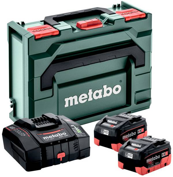 Metabo 685304000 Basic-Set 2x LiHD 10 Ah + ASC 290 + metaBOX 145 Werkzeug-Akku und Ladegerät  18 V 10 Ah LiHD