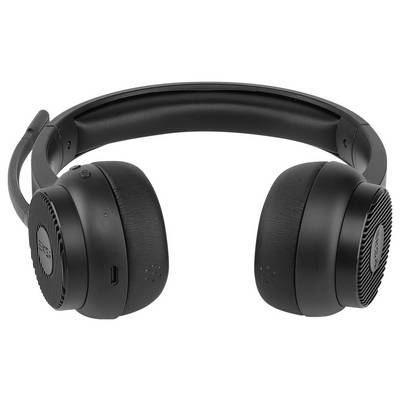 Schwarze Over-Ear-Kopfhörer mit gepolstertem Bügel und drehbaren Ohrmuscheln, geeignet für Musik und Telefonate.