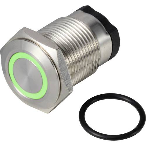 TRU COMPONENTS TC-13224168 ONPOW6316F-10ZE/Q/G/12V/S Drucktaster 36 V DC/AC 2 A 1 x Aus/(Ein) rastend Grün IP65 1 St.