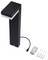 Schwarze Outdoor-LED-Wegelampe mit Befestigungsset und Schrauben, seitlich dargestellt.