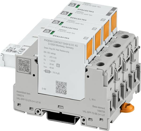 Phoenix Contact 1466214 VAL-SPP-T2-275-3+1-UT-R Überspannungsableiter  Überspannungsschutz für: Verteilerschrank 20 kA  1 St.