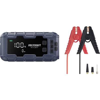 Ein digitales Ladegerät mit Anzeige '100%' und Kabelklemmen. Geeignet für Autobatterien, zeigt Ladezustand und Spannung an.