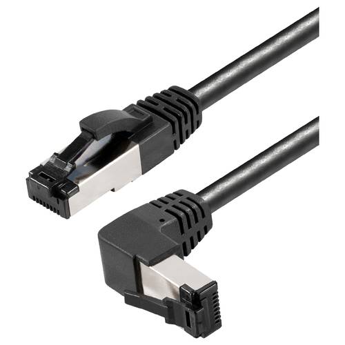 Maxtrack TI49-1,5L RJ45 Netzwerkkabel, Patchkabel CAT 8.1 S/FTP 1.50 m Schwarz 90° nach oben gewinkelt, ammoniakbeständi...