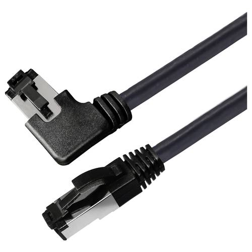 Thumbnail - Maxtrack TI51-3L RJ45 Netzwerkkabel, Patchkabel CAT 8.1 S/FTP 3 m Schwarz 90° nach rechts gewinkelt, Einzelschirm 1 St.