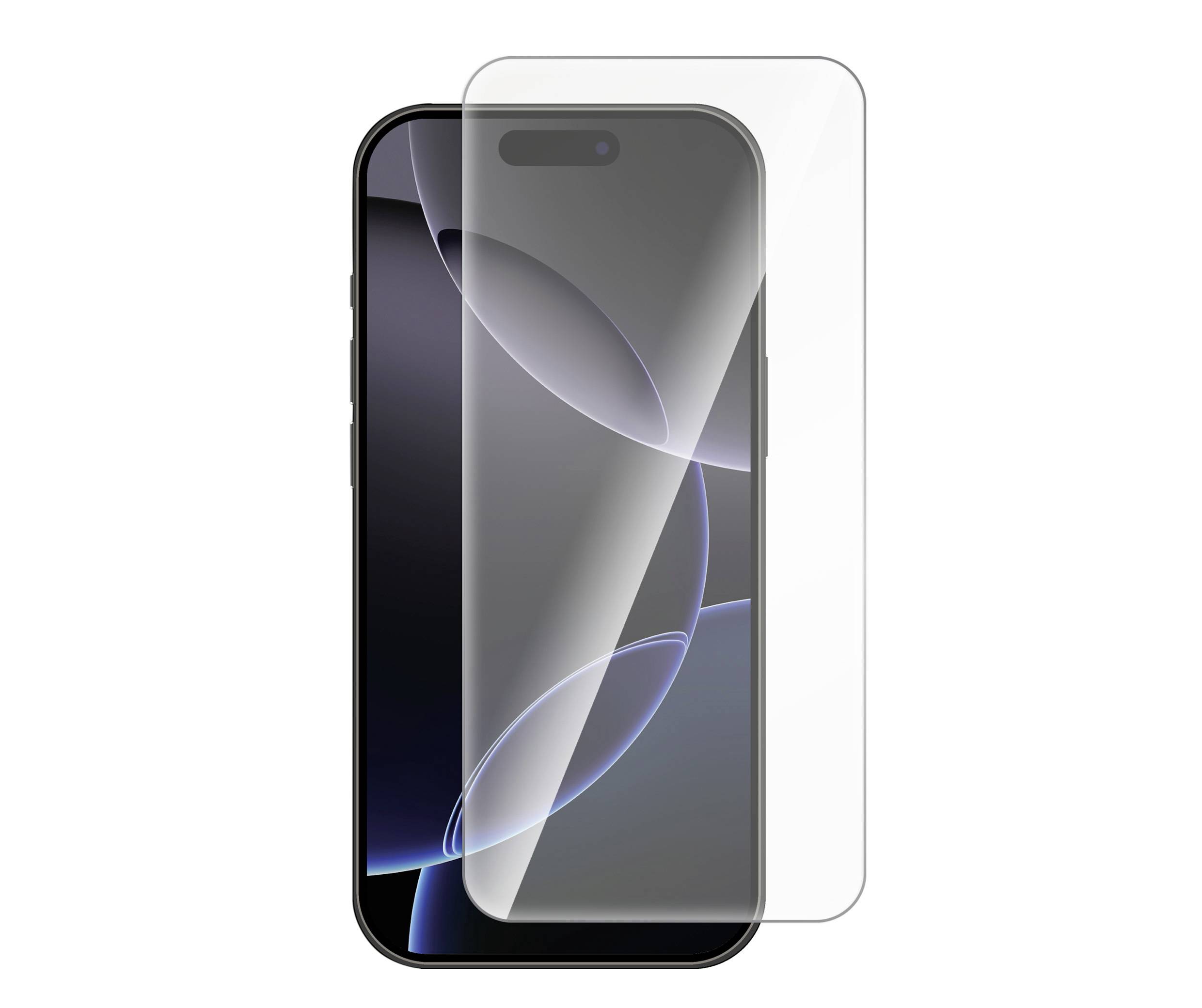 Smartphone mit aufgesetzter Displayschutzfolie, die den Bildschirm vor Kratzern und Schäden schützt.