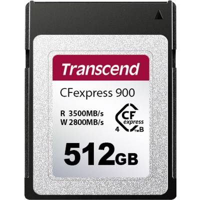 Transcend CFexpress 900 Speicherkarte, 512GB, Lesegeschwindigkeit 3500MB/s, Schreibgeschwindigkeit 2800MB/s.