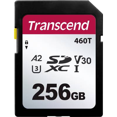 'Transcend'-Speicherkarte mit 256 GB Kapazität, Klasse A2, V30, U3, SDXC.