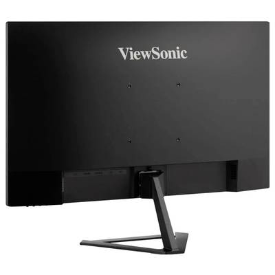 Schwarzer ViewSonic-Monitor von hinten mit einfachem Standfuß und zentral platziertem Firmenlogo.