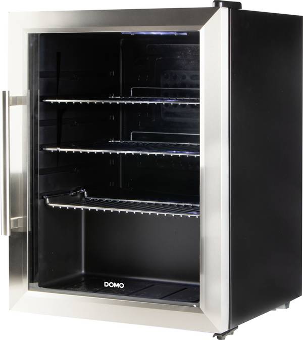 DOMO DO91609BK Party-Kühlschrank EEK: D (A - G) 60 l Standgerät Schwarz, Edelstahl (gebürstet)