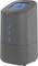 Grauer Luftreiniger mit blau leuchtendem Display oben. Drei Symbole an der Front: WLAN, Wolke und Filterstatus.